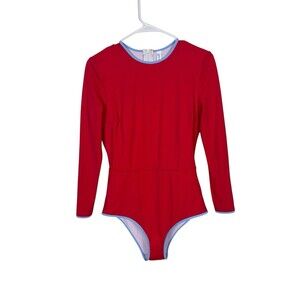 Follow Suit Red Suftsuit Red Long Sleeve One Piece NWT Womens Size Large Modest